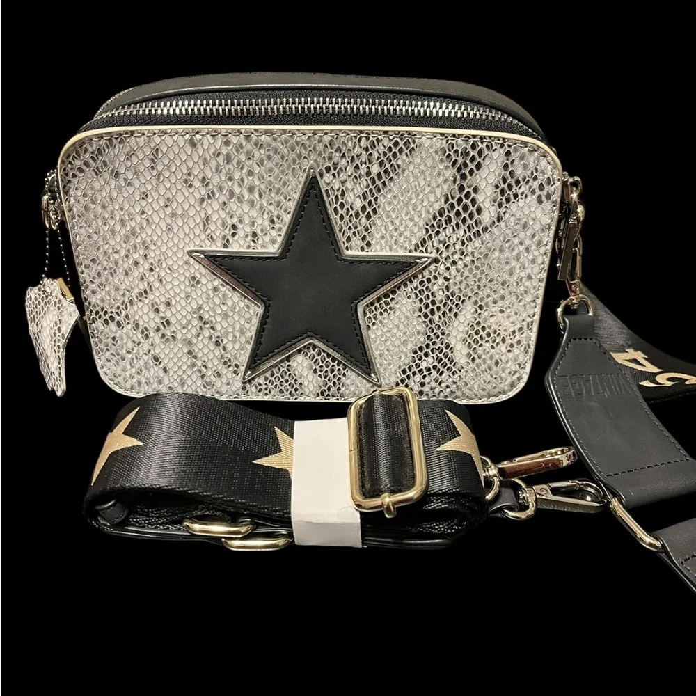 Vintage Havana Black and Silver Snakeskin Crossbody Bag with Extra Strap - Picture 2 of 5